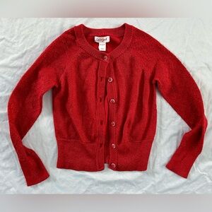 Cat & Jack Girls Red Glitter Cardigan Sweater Size XS 4/5 Button Front